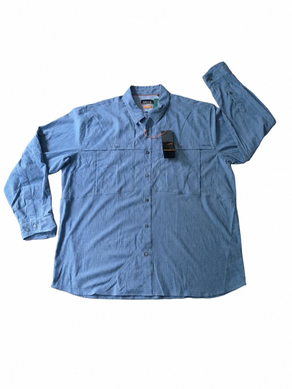 Orvis Men's Blue Micro Check Long Sleeve Button Up Shirt Size XL NWT